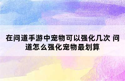 在问道手游中宠物可以强化几次 问道怎么强化宠物最划算